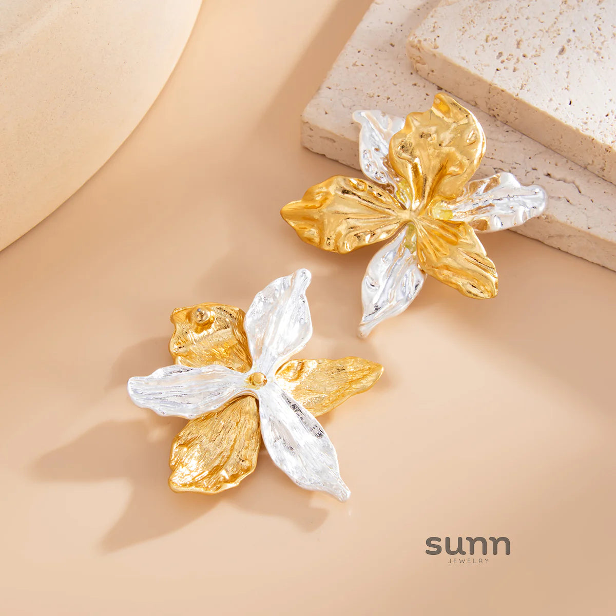 Meela Sculpted Floral Stud Earrings