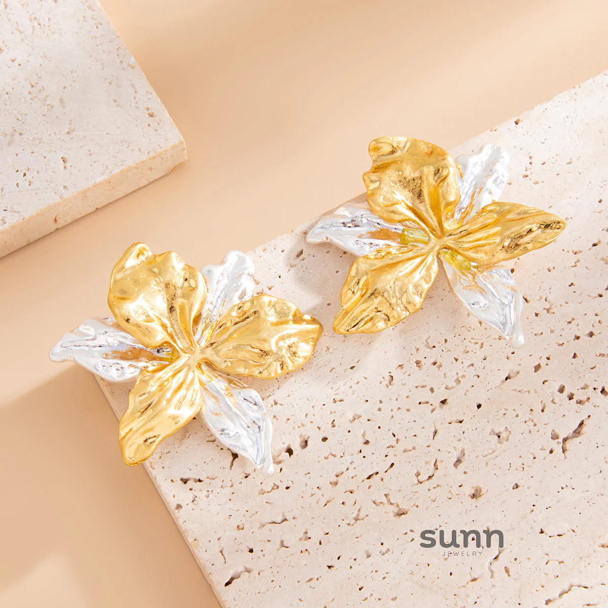 Meela Sculpted Floral Stud Earrings