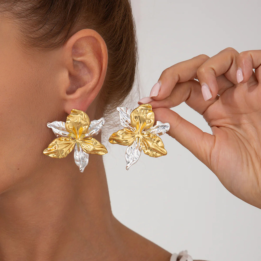 Meela Sculpted Floral Stud Earrings
