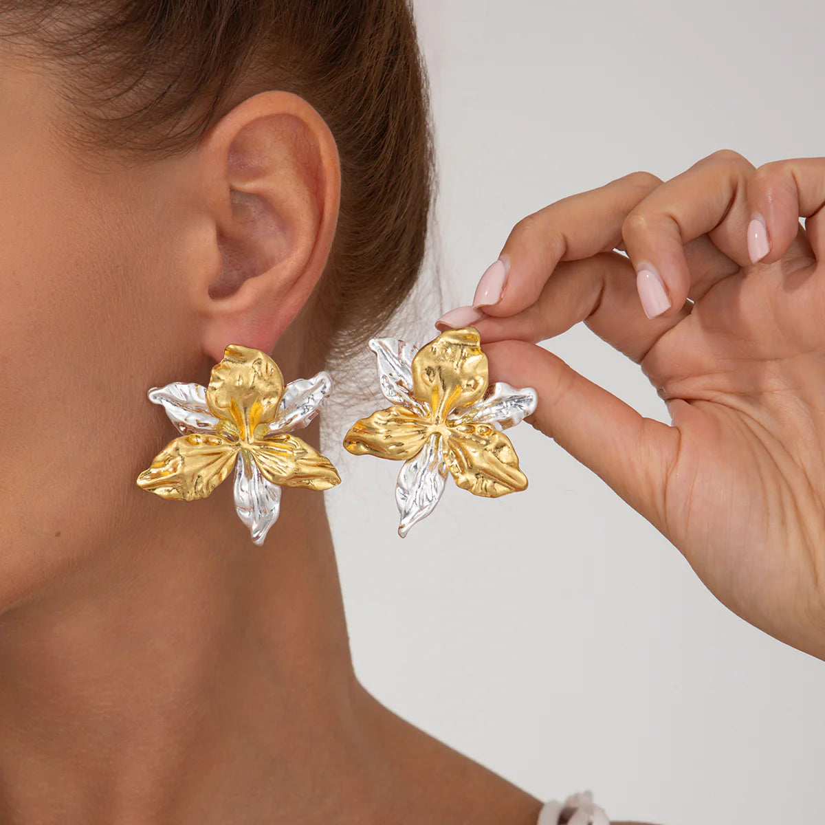 Meela Sculpted Floral Stud Earrings
