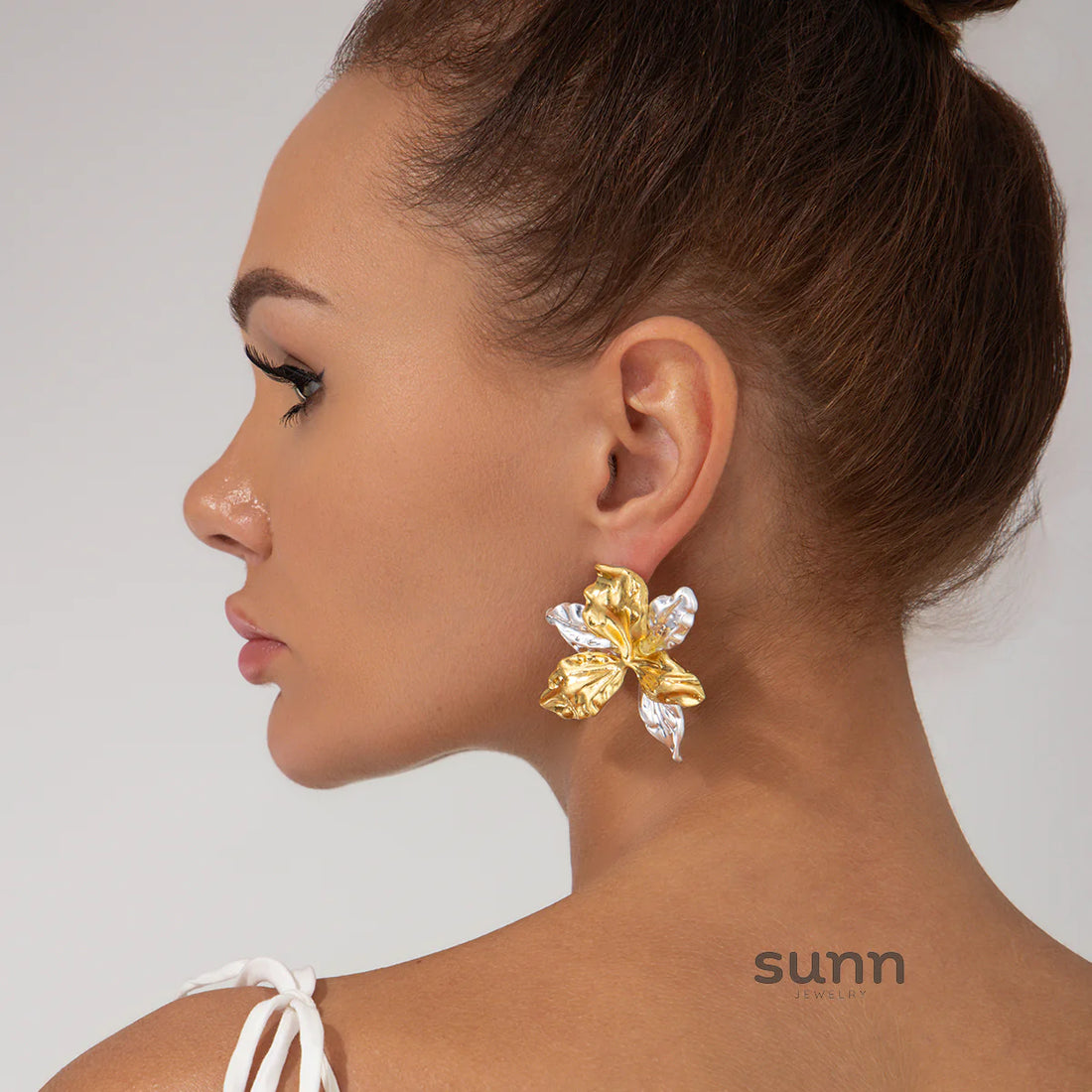 Meela Sculpted Floral Stud Earrings