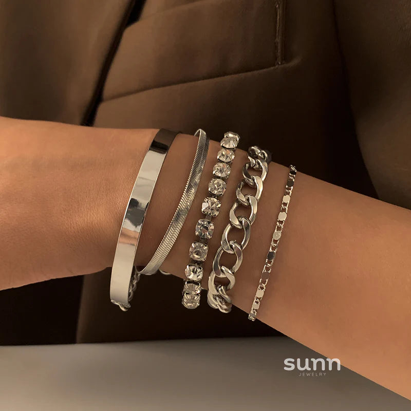 Meena Layered Sparkle Bracelet Set
