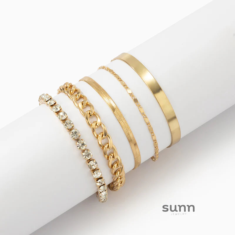 Meena Layered Sparkle Bracelet Set