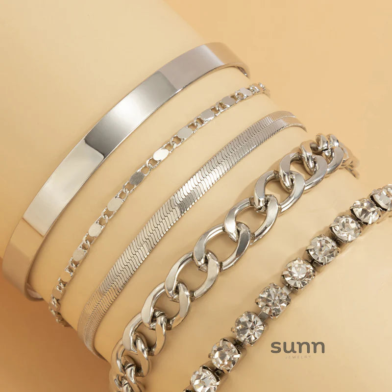 Meena Layered Sparkle Bracelet Set