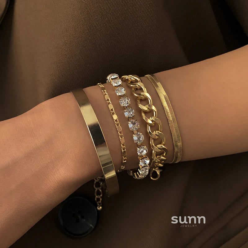 Meena Layered Sparkle Bracelet Set