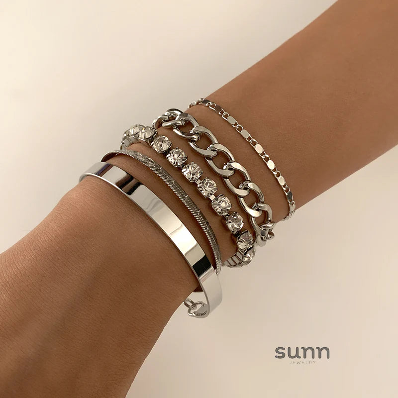 Meena Layered Sparkle Bracelet Set