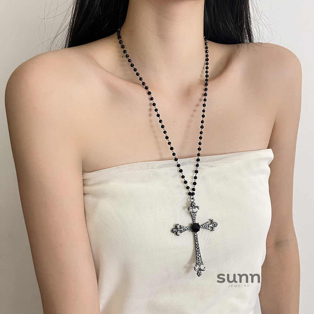 Megan Beaded Cross Necklace [BYAV3KOI]