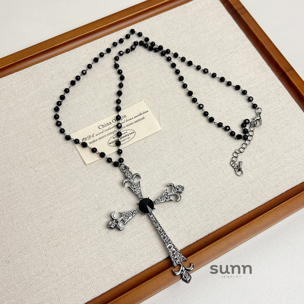 Megan Beaded Cross Necklace [MFNS88G8]