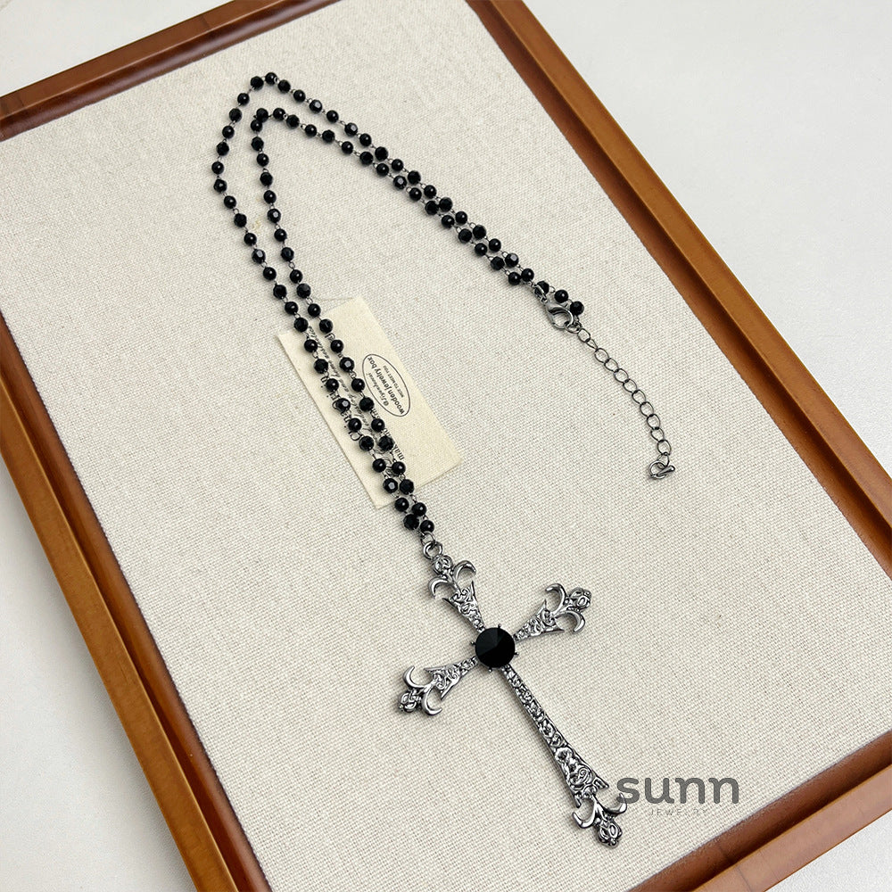 Megan Beaded Cross Necklace [WYHFZ2EY]