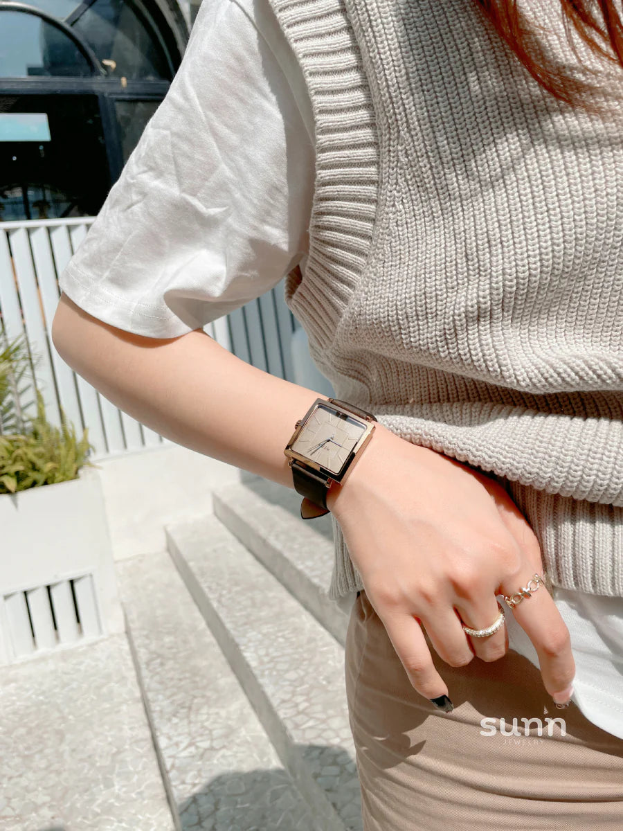 Mehlani Square Leather Watch