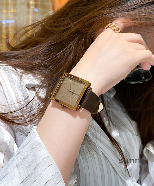 Mehlani Square Leather Watch