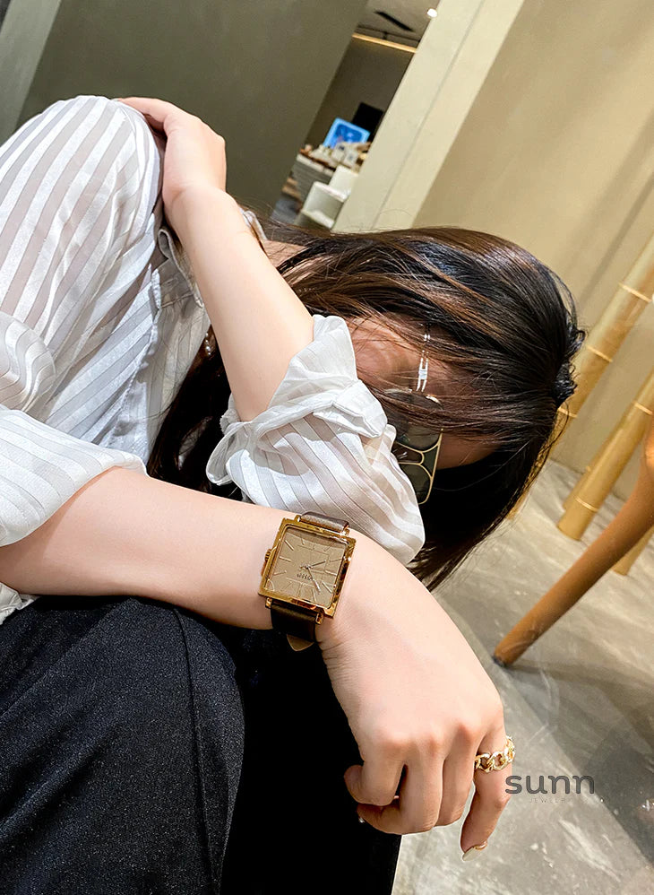 Mehlani Square Leather Watch