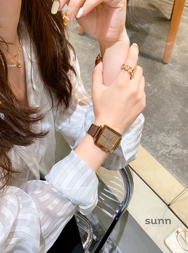 Mehlani Square Leather Watch
