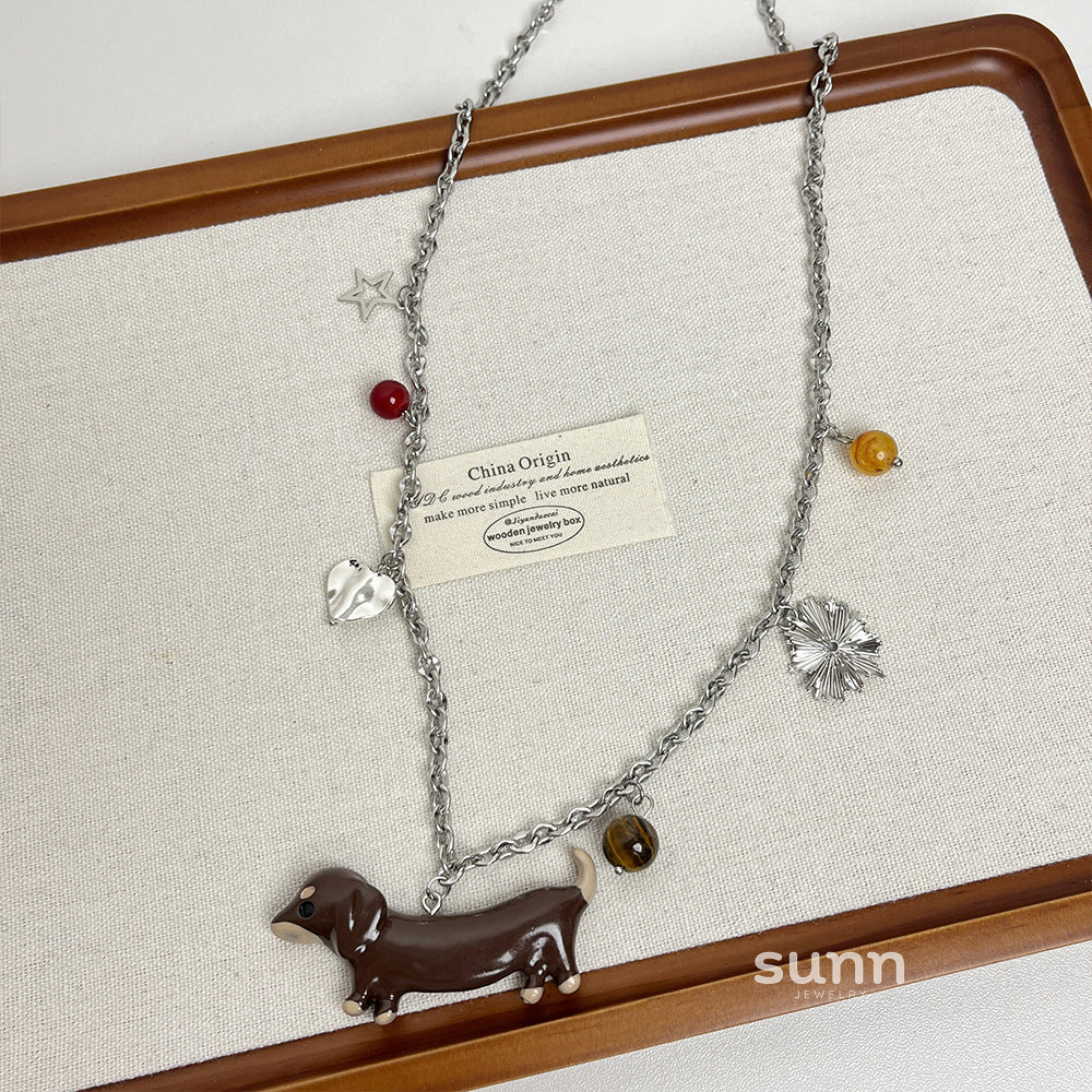 Meira Dachshund Sweater Necklace [5H57VD4Q]