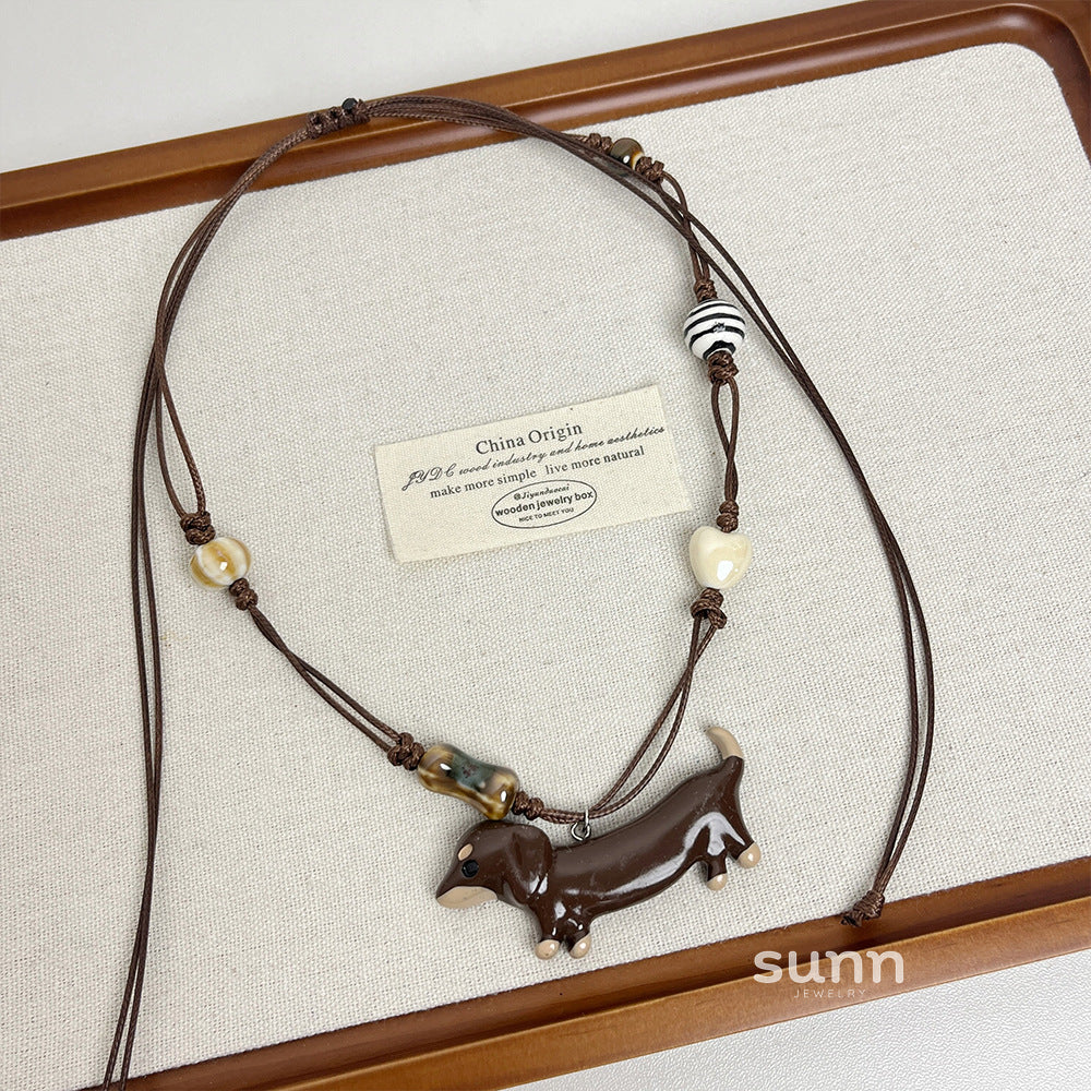 Meira Dachshund Sweater Necklace [27IXT085]