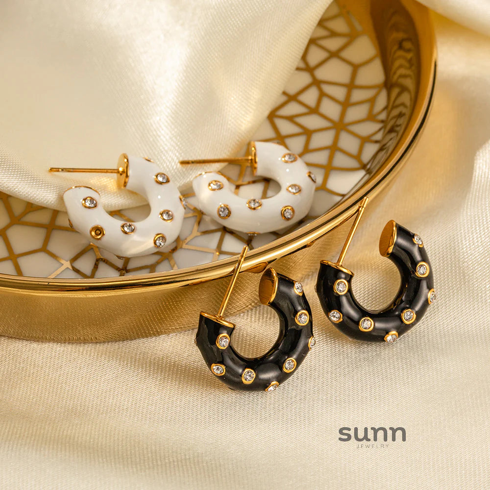 Meira Enamel C-Hoop Earrings