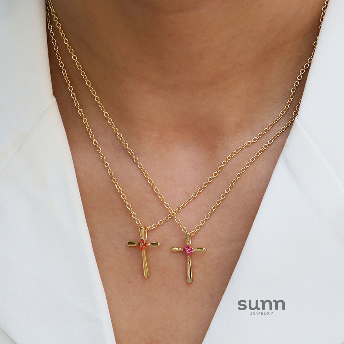 Mela Birthstone Cross Necklace [XRFZFE1Y]