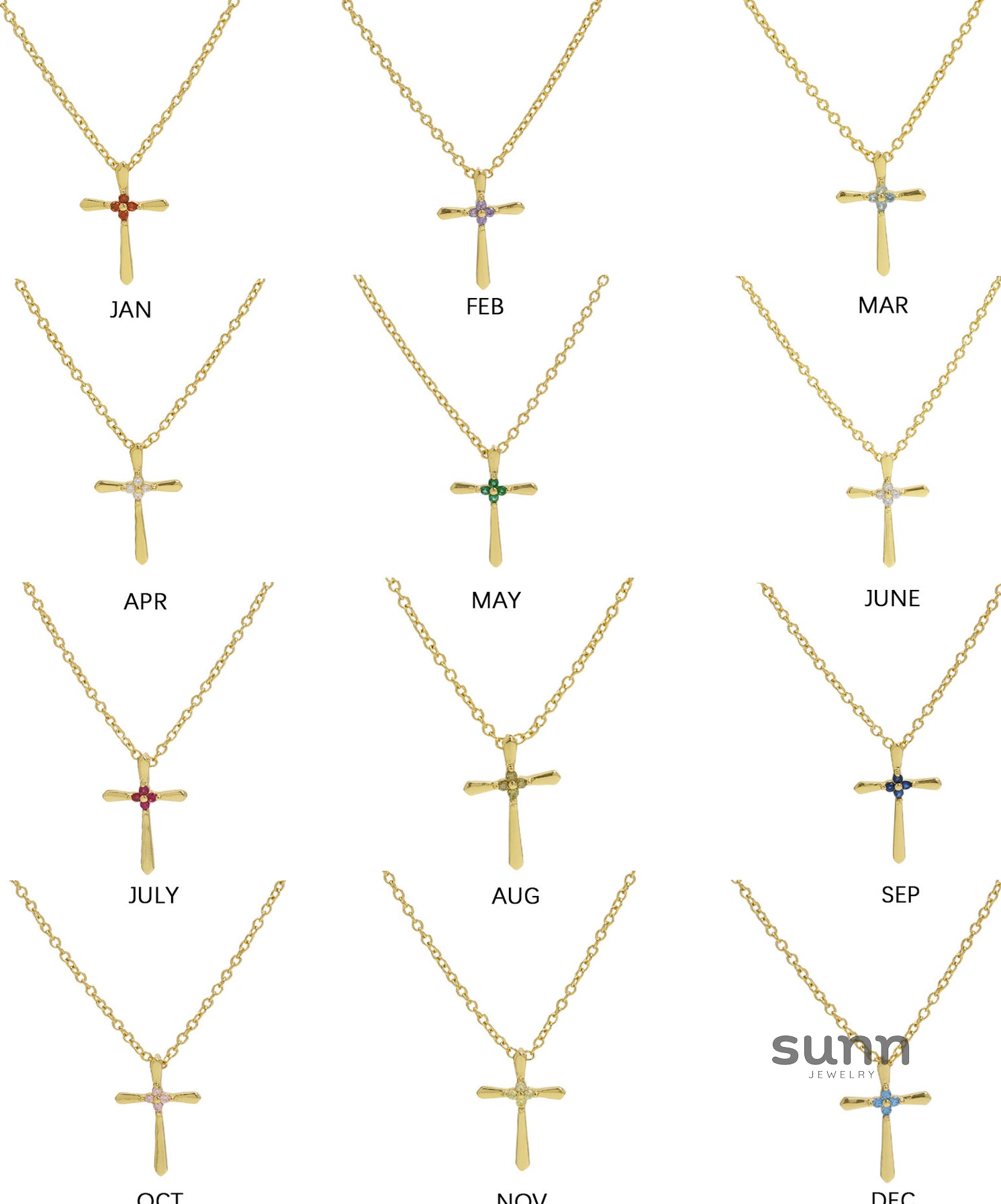 Mela Birthstone Cross Necklace [GPC7XF5R]