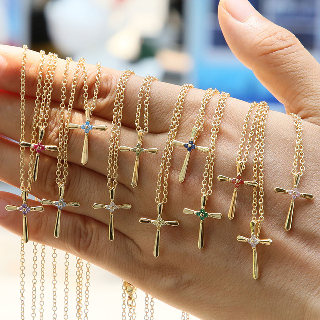 Mela Birthstone Cross Necklace [XRFZFE1Y]