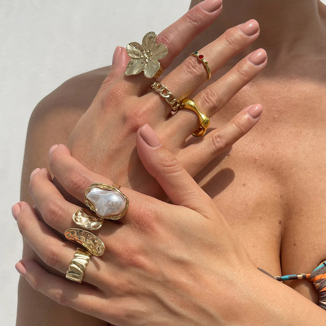Melah Irregular Floral Ring Set