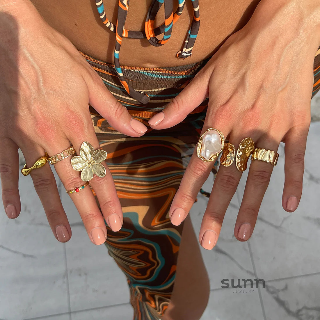 Melah Irregular Floral Ring Set