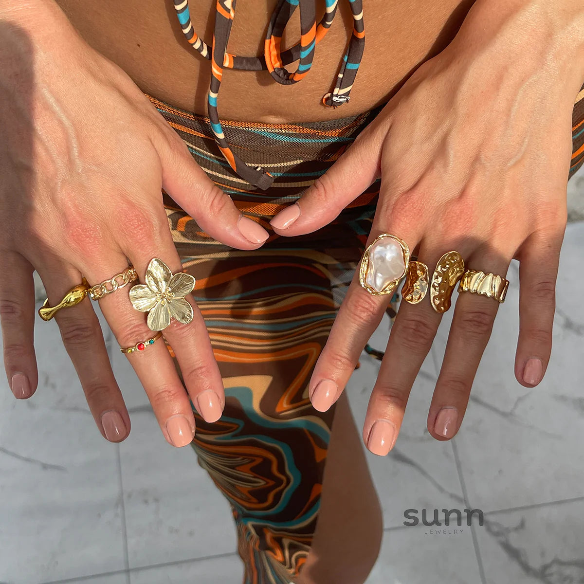 Melah Irregular Floral Ring Set