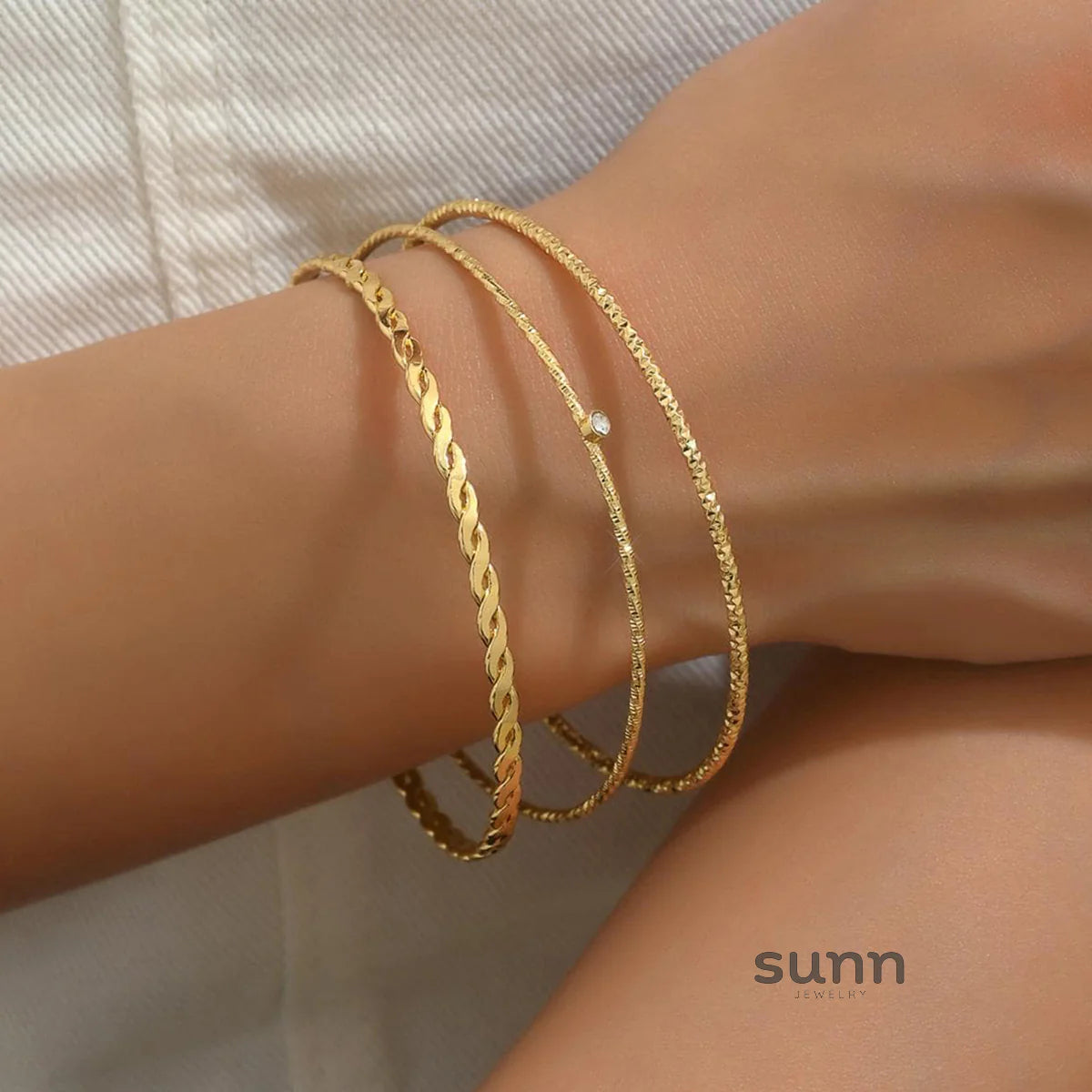 Melania Twisted Rhinestone Bracelet Set