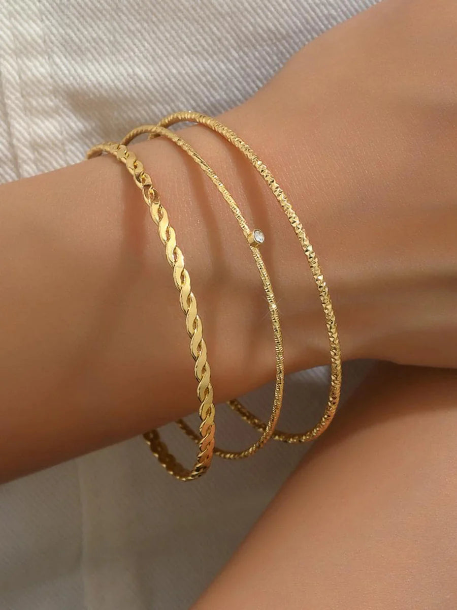 Melania Twisted Rhinestone Bracelet Set