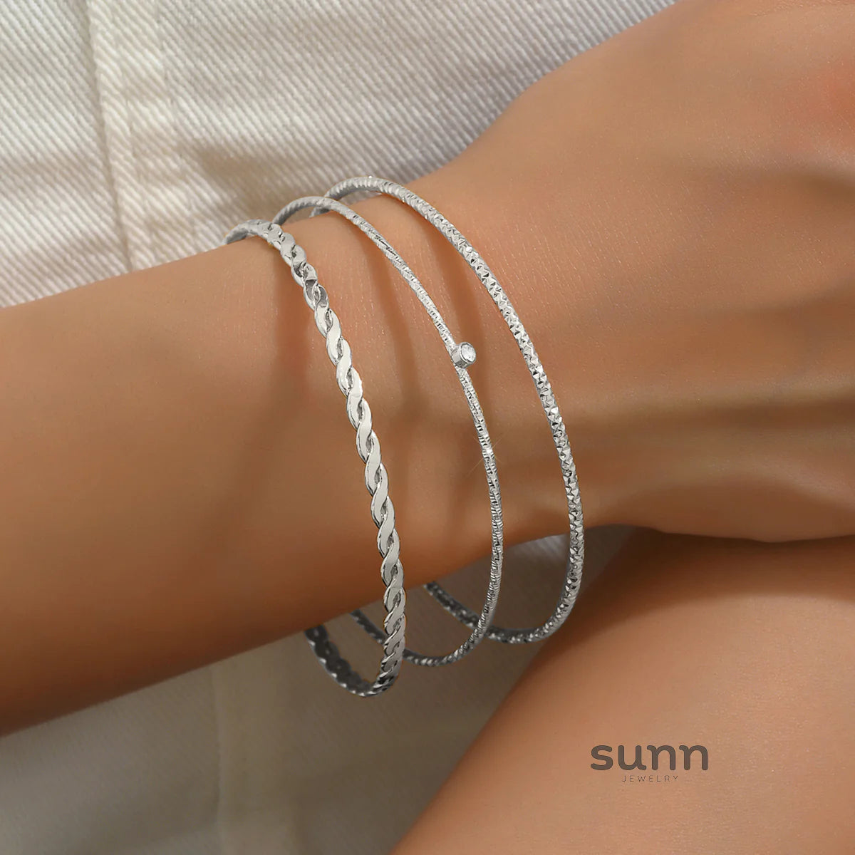 Melania Twisted Rhinestone Bracelet Set