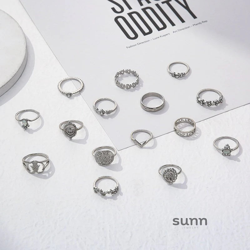Meliah Cross Heart Ring Set