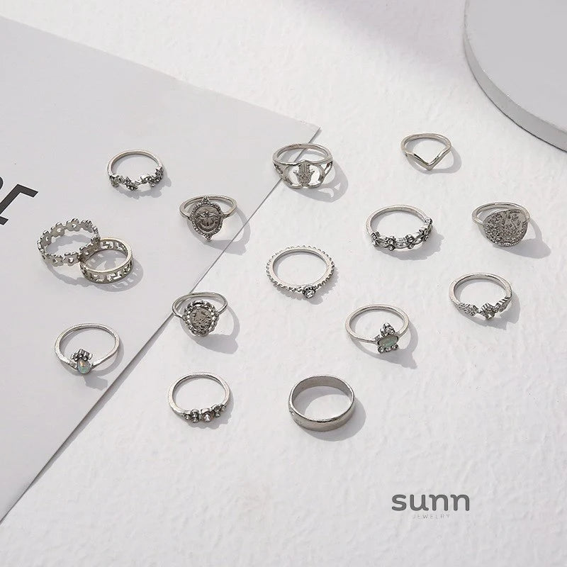 Meliah Cross Heart Ring Set