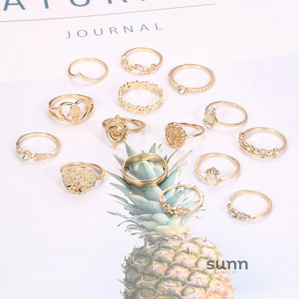 Meliah Cross Heart Ring Set