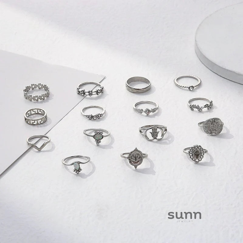 Meliah Cross Heart Ring Set