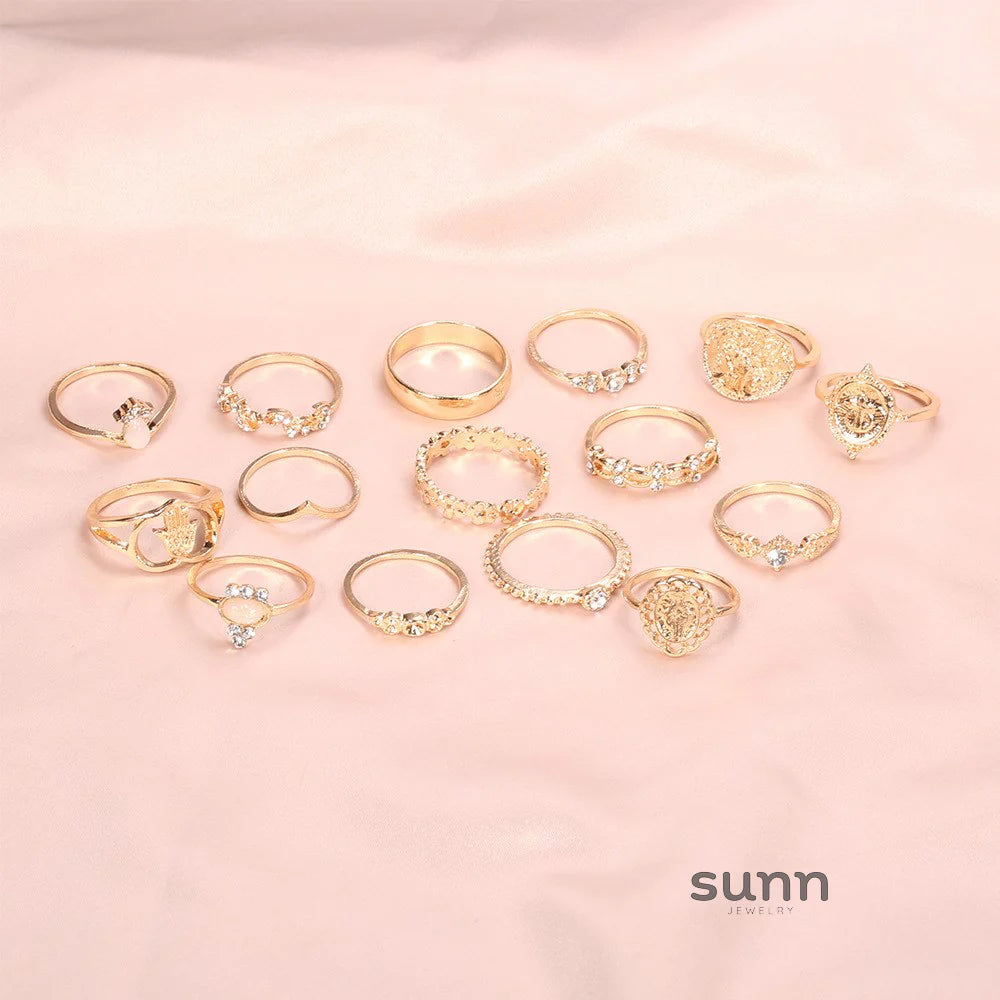 Meliah Cross Heart Ring Set