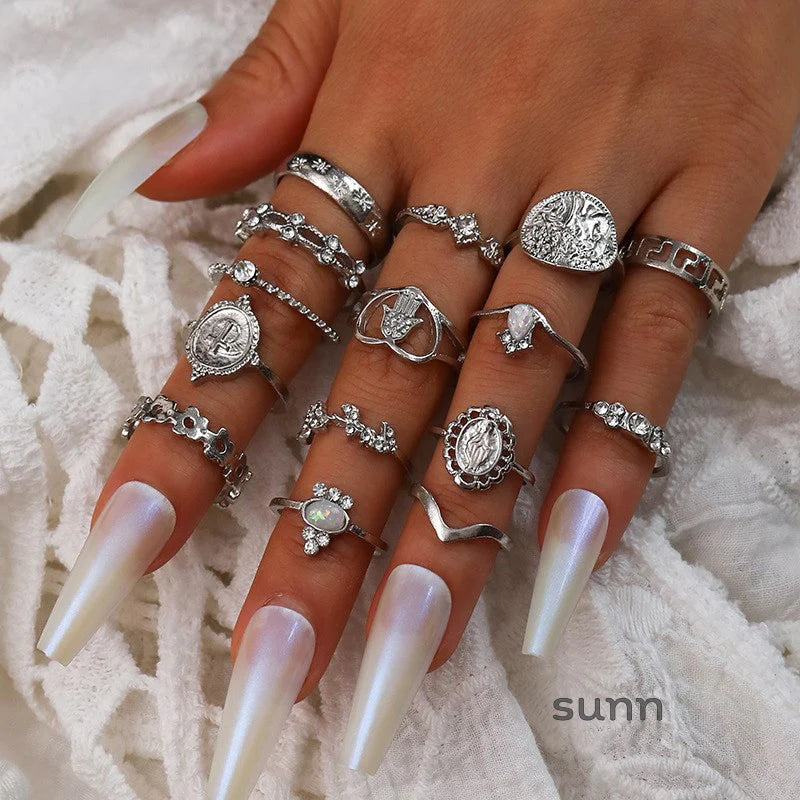 Meliah Cross Heart Ring Set