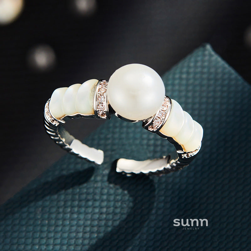 Meliah Pearl Adorned Open Ring [FXZITOQY]