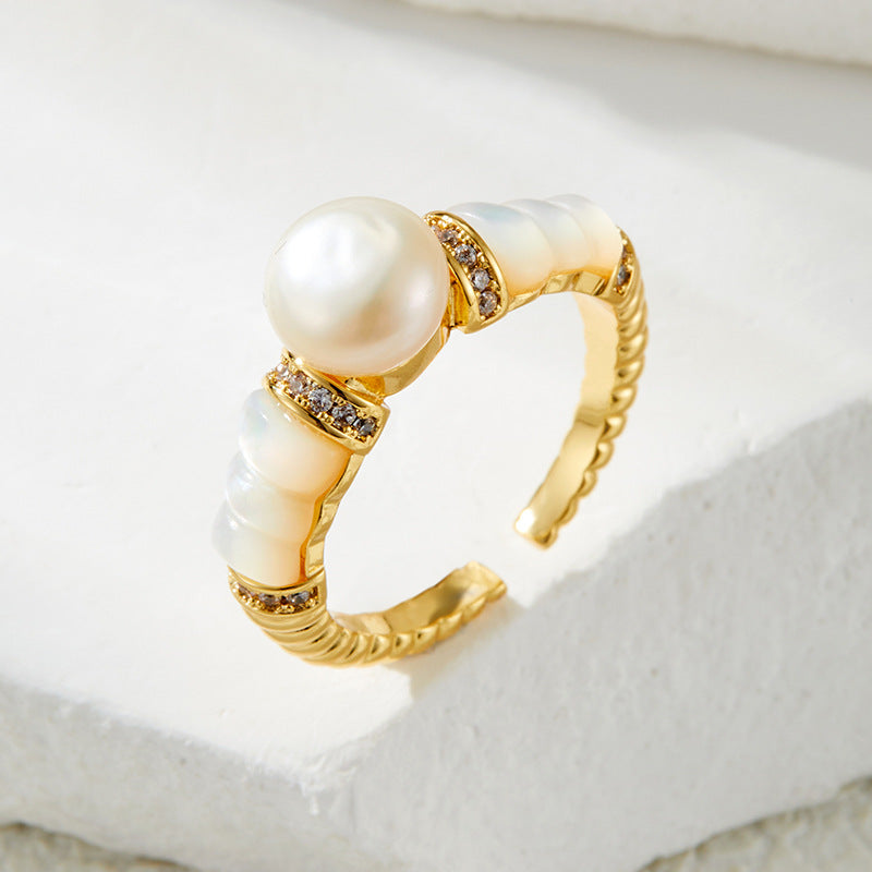 Meliah Pearl Adorned Open Ring [UEDZPQA3]