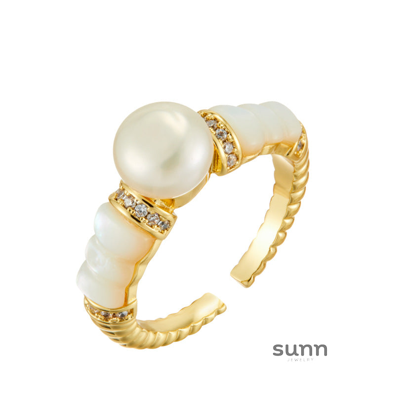 Meliah Pearl Adorned Open Ring [6FF31BYO]