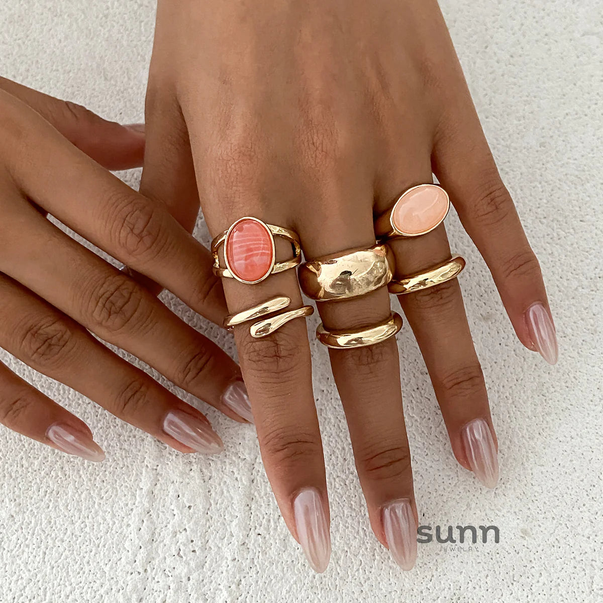 Melisa Open Gemstone Ring Set