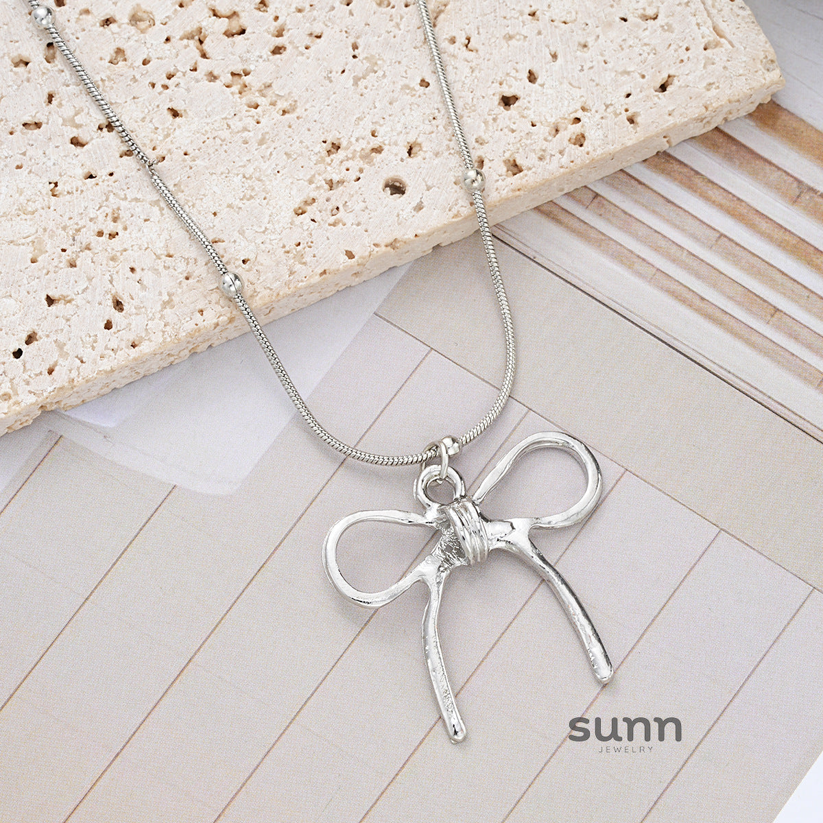 Melodie Delicate Bow Necklace [ASE13GC8]
