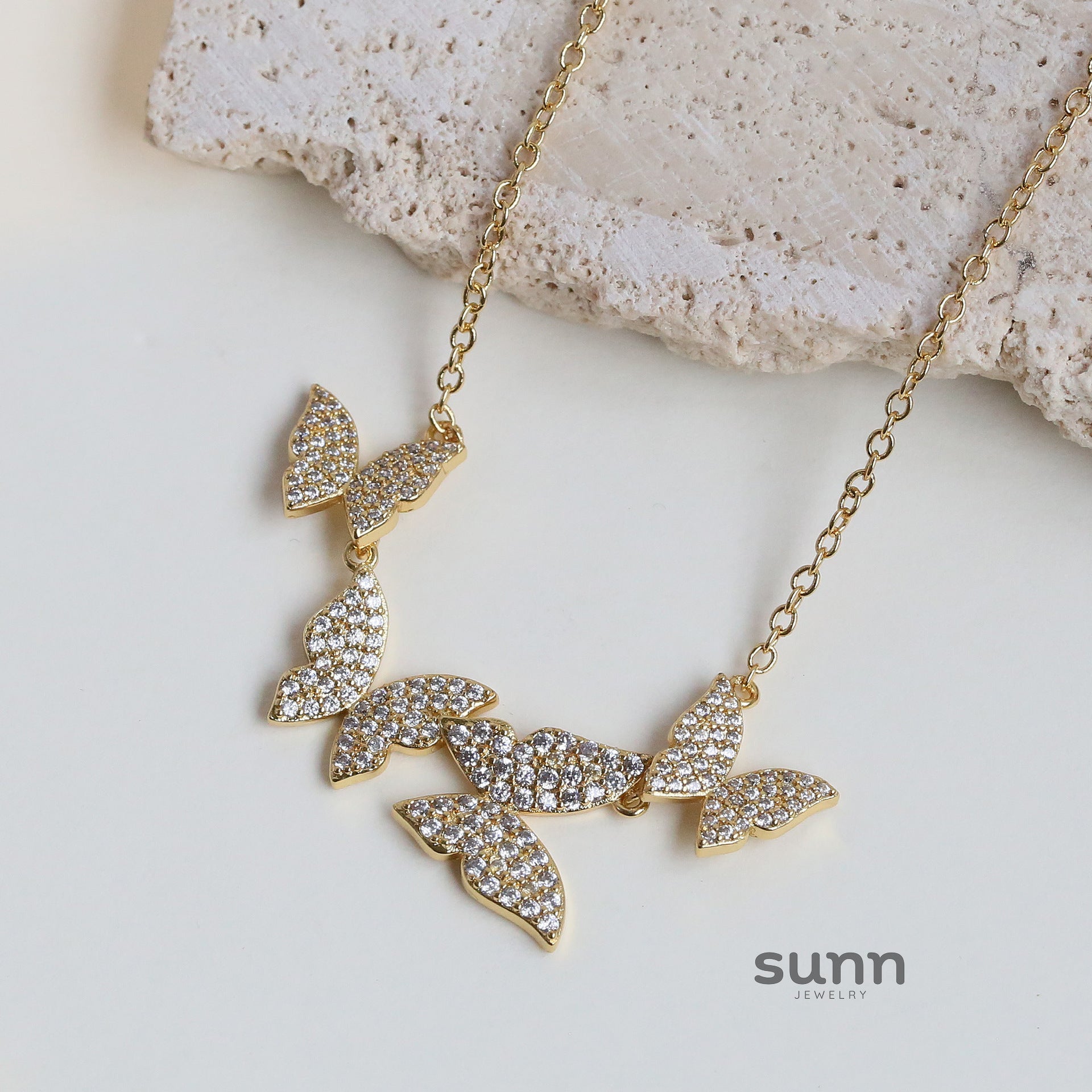 Melodie Encrusted Butterfly Necklace [5KWDCKO3]