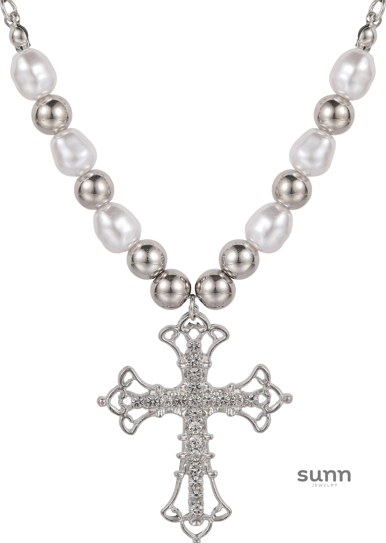 Melonie Pearl Cross Necklace [9MGGQCF0]