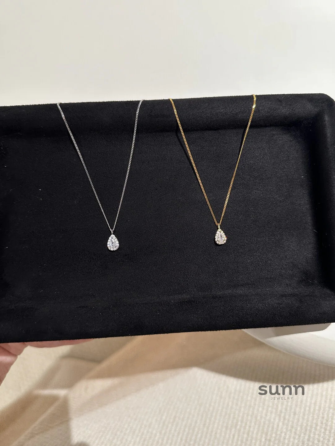 Merci Sparkling Teardrop Necklace