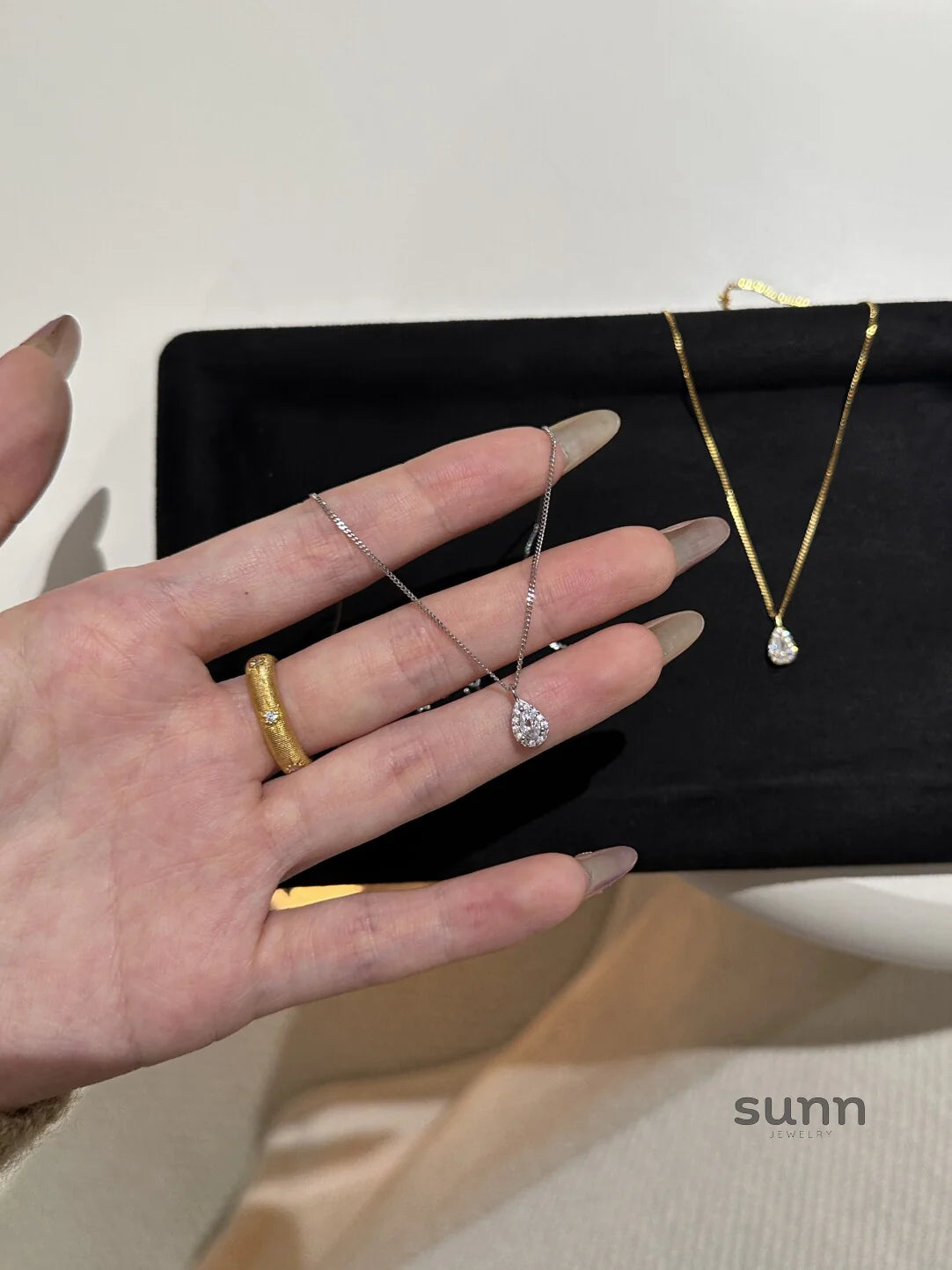 Merci Sparkling Teardrop Necklace