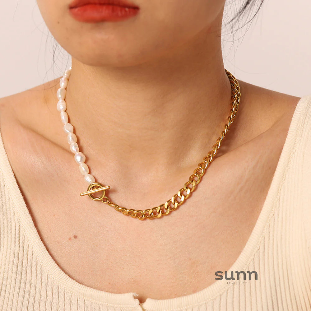 Merida Toggle Pearl Chain Necklace