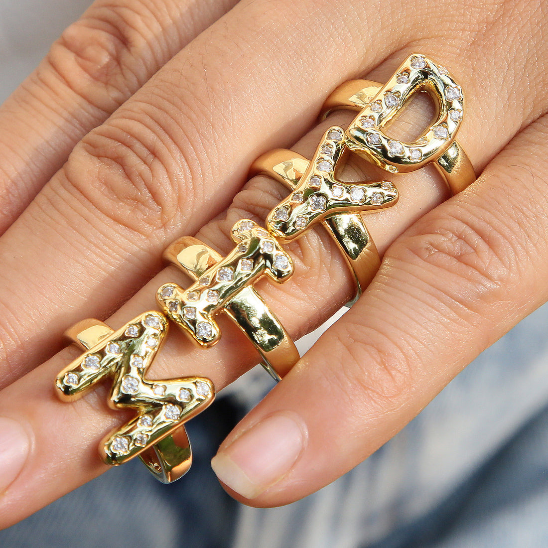 Merrick Zircon Bubble Letter Ring [QD3K8QSI]
