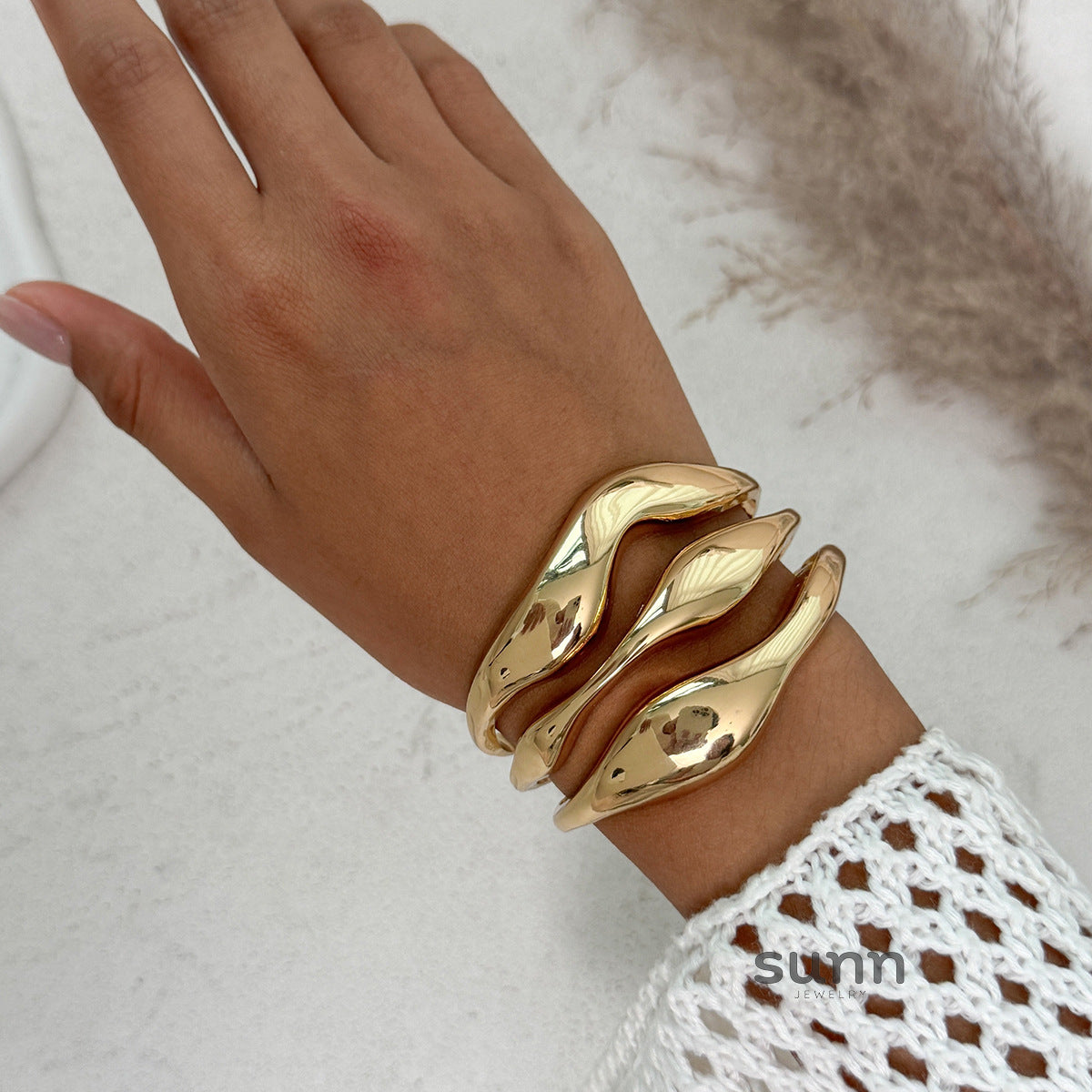 Meryem Irregular Geometric Bangle Set [2PPCPDA1]