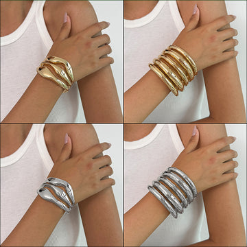 Meryem Irregular Geometric Bangle Set [LFYEISJU]