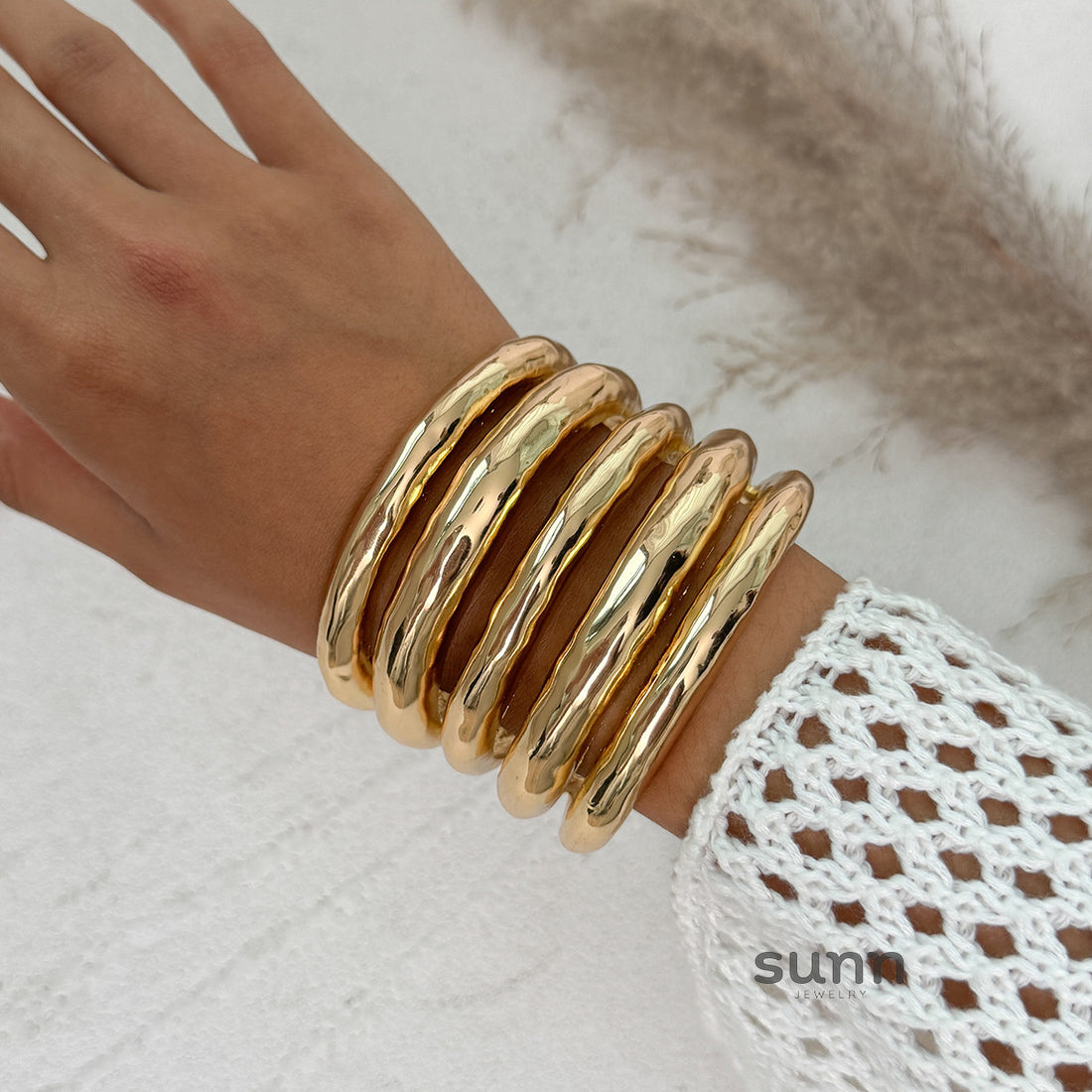 Meryem Irregular Geometric Bangle Set [LFYEISJU]