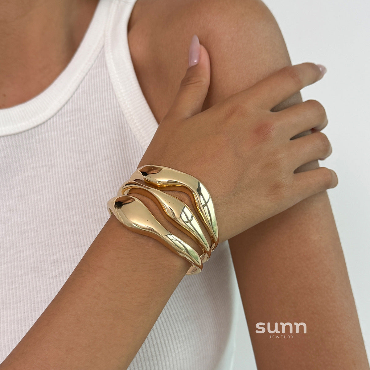 Meryem Irregular Geometric Bangle Set [7HJYAZCY]